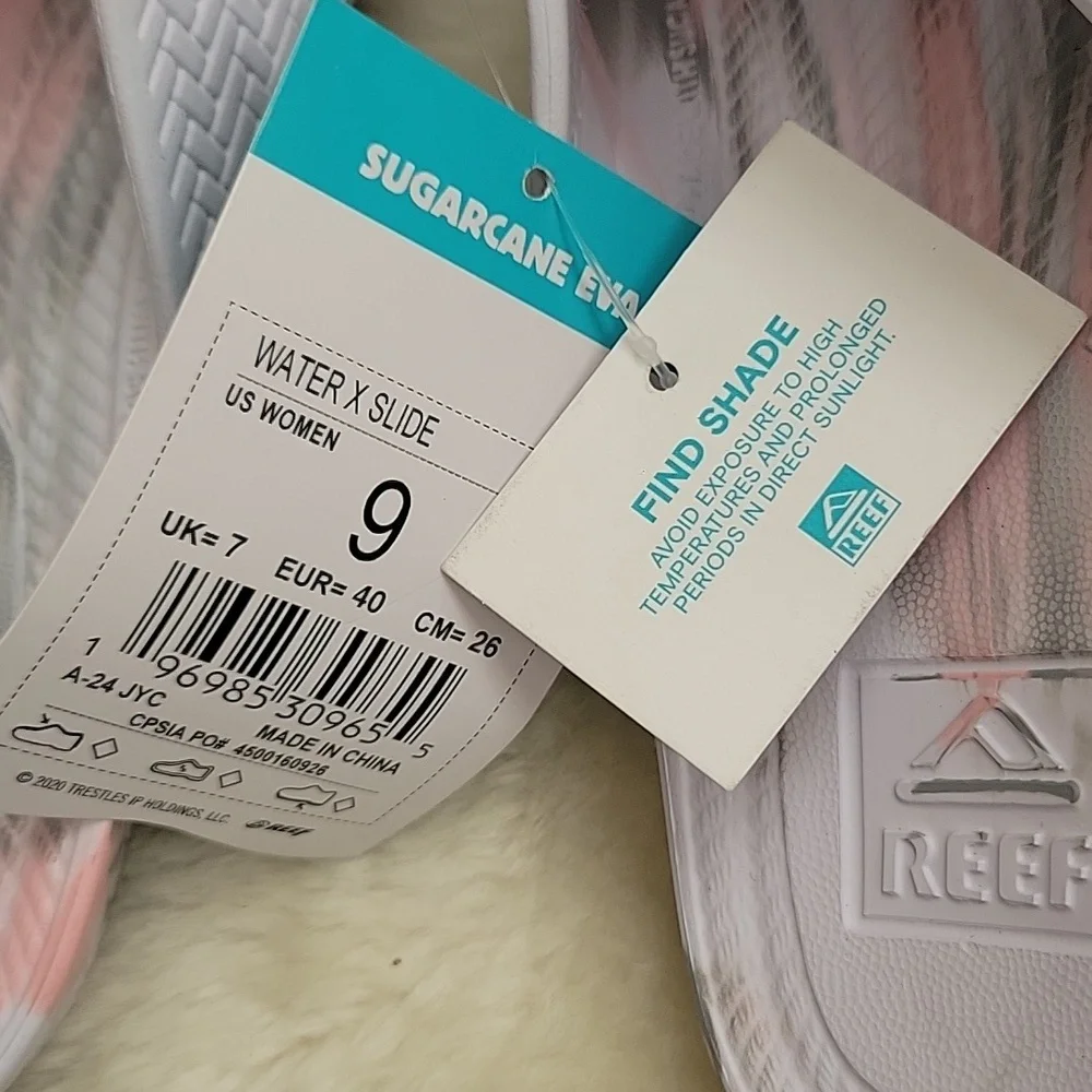 🩴NWT REEF Women's Water Xslide Sandals. White, Pink, Gray Colors. Size 9. - Picture 6 of 12